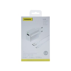 Carregador Foneng EU76 USB 2,1A com Cabo Micro 1m Branco